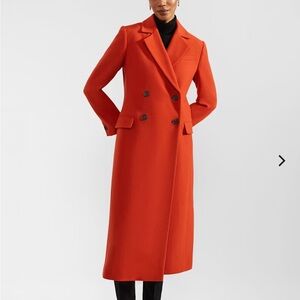 NWT Classic Hobbs Ladies Premium Mireya Double-Breasted Orange Wool Blend Coat